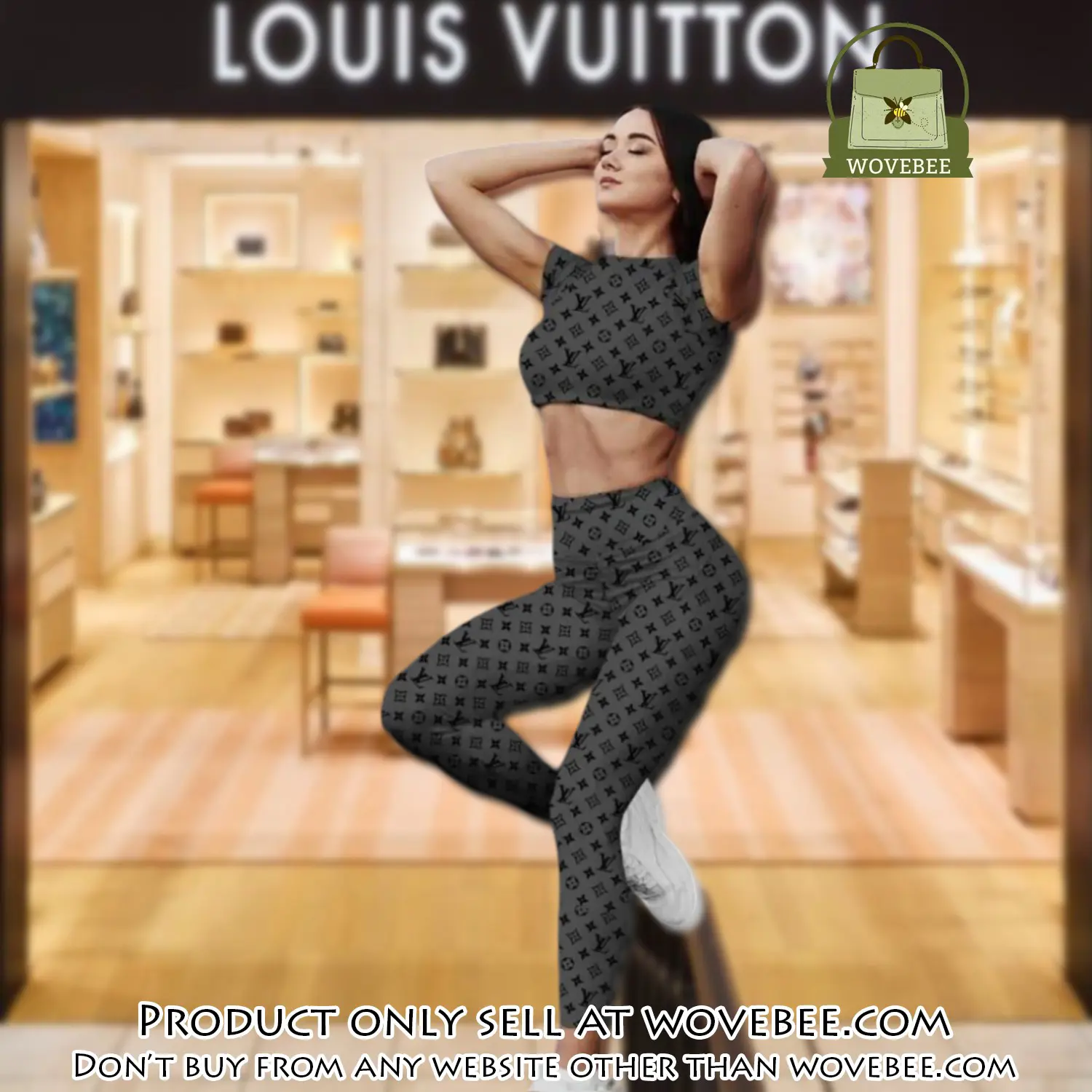 Louis vuitton sportwear combo luxury crop top tshirt and legging for women ctl1002 wvb0814652